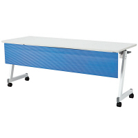 アイリスチトセ　フラップテーブル スタンダードスタックタイプ 樹脂幕板付　ブルー　幅1800×奥行600×高さ700mm　1台　（直送品）