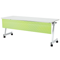 アイリスチトセ　フラップテーブル スタンダードスタックタイプ 樹脂幕板付　グリーン　幅1800×奥行600×高さ700mm　1台　（直送品）