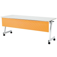 アイリスチトセ　フラップテーブル スタンダードスタックタイプ 樹脂幕板付　オレンジ　幅1800×奥行600×高さ700mm　1台　（直送品）