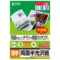 サンワサプライ カラーレーザー用半光沢紙・薄手 LBP-KCNA4N-250 1冊