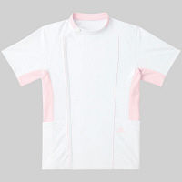 KAZEN adidas（アディダス）ジャケット 医療白衣 男女兼用 半袖 ホワイト+ピンク M SMS620-13（直送品）