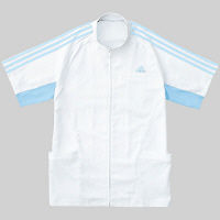 KAZEN adidas（アディダス）メンズジャケット 医療白衣 半袖 ホワイト+サックス M SMS603-11（直送品）