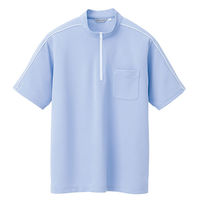 アイトス 半袖クイックドライジップシャツ（男女兼用） サックス 5号 AZCL3000-001 1着（直送品）