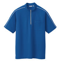 アイトス 半袖クイックドライジップシャツ（男女兼用） ブルー 5号 AZCL3000-003 1着（直送品）