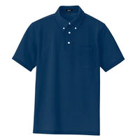 アイトス 半袖ボタンダウンポロシャツ（男女兼用） ネイビー 5号 AZ7617-008 1着（直送品）