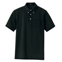 アイトス 半袖ボタンダウンポロシャツ（男女兼用） ブラック 9号 AZ7617-010 1着（直送品）