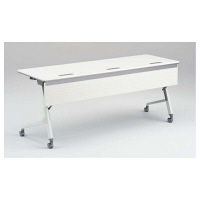 オカムラ Cardo（カルドー） サイドフォールドテーブル 配線穴なし/棚板付き/幕板付き ホワイト+ホワイト 幅1500×奥行600×高さ720mm（直送品）