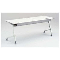 オカムラ Cardo（カルドー） サイドフォールドテーブル 配線穴付き/棚板なし/幕板なし ホワイト+ホワイト 幅1500×奥行450×高さ720mm（直送品）