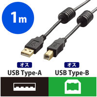 エレコム フェライトコア付きUSB2.0ケーブル ブラック U2C-BF07BK