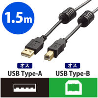 エレコム フェライトコア付きUSB2.0ケーブル ブラック 1.5m U2C-BF15BK 1個