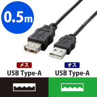 エレコム ＲｏＨＳ対応ＵＳＢ延長ケーブル　0．5ｍ　ブラック USB-ECOEA05 1個