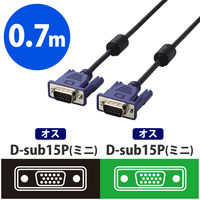 エレコム Ｄーｓｕｂ15ピン（ミニ）ケーブル　スリム　0．7ｍ　ブラック CAC-07BK 1個