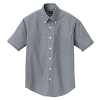 アイトス 半袖ギンガムチェックボタンダウンシャツ（男女兼用） ブラック AZ-7825-010
