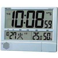 セイコータイムクリエーション 幅386×奥行31×高さ294mm SQ434S 銀色メタリック 1個 掛置き兼用 デジタル表示 電波時計