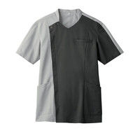 住商モンブラン メンズジャケット 医療白衣 半袖 チャコールグレイ/シルバーグレイ LL 72-1270（直送品）