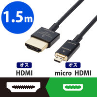 microHDMIケーブル プレミアム スーパースリム 4K2K RoHS準拠 黒 DH-HDP14SSU エレコム