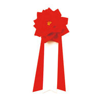 銀鳥産業 徽章リボン 中 3枚タレ 赤 459-236 1個（わけあり品）