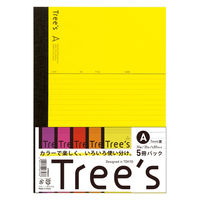 日本ノート Ｔｒｅｅｓ　Ｂ５　Ａ罫　５色パック UTR3AX5 5束（直送品）