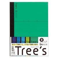日本ノート Ｔｒｅｅｓ　Ｂ５　Ｂ罫　５色パック UTR3BX5 5束（直送品）