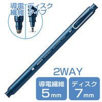タッチペン スタイラスペン 2WAY(ディスク+導電繊維) キャップ付 ネイビー P-TP2WY02SNV エレコム 1個（直送品）