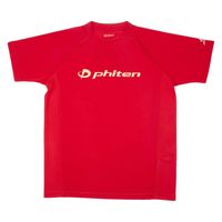 ファイテン(phiten) RAKUシャツSPORTS(SMOOTH DRY)半袖 レッド×金ロゴ
