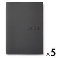 無印良品 上質紙月曜始まりマンスリーウィークリーノート 2022年12月始まり A5 ダークグレー 1セット（5冊） 良品計画