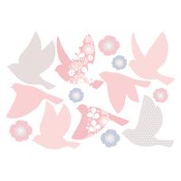 マッチングジャパン ウォールステッカー　手軽にDIY シールタイプ「まぶしい鳥たち/ピンク」 CO-10078-AS 1枚（直送品）