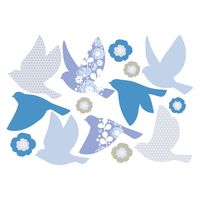 マッチングジャパン ウォールステッカー　手軽にDIY シールタイプ「まぶしい鳥たち/ブルー」 CO-10079-AS 1枚（直送品）