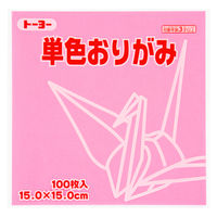 単色折り紙　ピンク　15cm　64124　1セット（500枚：100枚入×5冊）