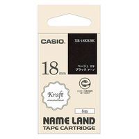 カシオ CASIO ネームランド テープ クラフトテープ 幅18mm 黒ラベル ベージュ文字 5m巻 XR-18KRBK