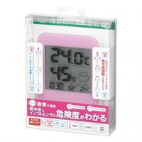 熱中症・インフルエンザ警報付きデジタル温湿度計 ピンク DO02PK ヤザワコーポレーション（直送品）