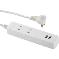 オーム電機 USBポート付 テーブルタップ 2個口 HS-TU