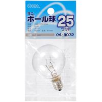 オーム電機 ミニボール球 G-40 E12/25W クリア LB-G4225-C（直送品）