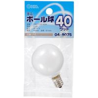 オーム電機 ミニボール球 E12/40W ホワイト LB-G4240-W（直送品）
