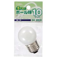 オーム電機 長寿命ミニボール球 G40 10W ホワイト 口金E26 LB-G4610-WLL（直送品）