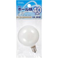 オーム電機 ミニボール球 G-50 E12/40W ホワイト LB-G5240-W（直送品）