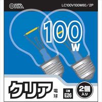 オーム電機 白熱球 E26 クリア 2個入り LC100V