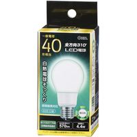 オーム電機 LED電球 一般電球形 E26 40W形相当 昼白色 全方向 密閉器具対応 570lm 全長113mm LDA4N-G AG92（直送品）