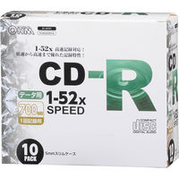 オーム電機 CD-R 52倍速対応 データ用 10枚 スリムケース入 PC-M52XCRD10L（直送品）