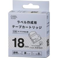 テプラPRO用　互換ラベル　テープカートリッジ　18mm　透明ラベル（黒文字）　TC-K18T　　オーム電機（直送品）