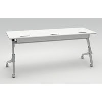 オカムラ Cardo サイドフォールドテーブル ホワイト+シルバー 1800幅×600奥行×720高さ（mm） 81F4FY MW21（直送品）