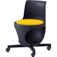 オカムラ e-chairタブレットなしパッド付 イエロー 470幅×500奥行×446座高×716高さ（mm） 9314KA PD33（直送品）