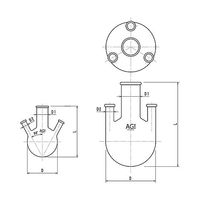 旭製作所 リム付四ツ口丸底フラスコ 3318