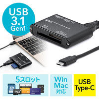 サンワダイレクト USB Type-Cマルチカードリーダー 400-ADR313BK 1個（直送品）