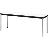 【組立設置付】プラス YB2 会議テーブル 棚なし メッキ脚 幅1800×奥行600×高さ700mm ホワイト YB-S620N 1台（直送品）