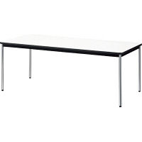 【組立設置付】プラス YB2 会議テーブル 棚なし メッキ脚 幅1800×奥行900×高さ700mm ホワイト YB-S630N 1台（直送品）