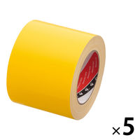 【ガムテープ】 寺岡製作所 布テープ カラーオリーブテープ 黄 幅100mm×長さ25m 1セット（5巻入）