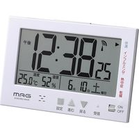 ノア精密 電波時計:エアサーチミチビキ T-727 WH-Z 1個 幅95×高さ142×奥行47mm ホワイト枠 置時計 カレンダー 温度計 湿度計