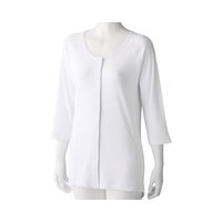 ケアファッション 7分袖ワンタッチシャツ（2枚組）　98004-12　ホワイト　L 4580625307402 1枚（直送品）