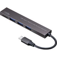 サンワサプライ USB Type-C　3ポート　スリムハブ（microSDカードリーダー付き） USB-3TCHC17S 1個（直送品）